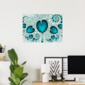 Muster für blaue Herzen Poster (Heimbüro)