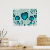 Muster für blaue Herzen Poster (Küche)
