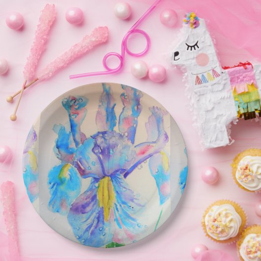 Muster für blaue Iris-Blume Papierplatte Party Pappteller (Party)