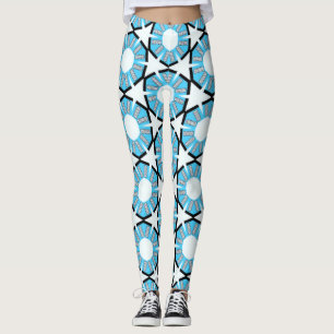 Muster für blaue Kreise und Sterne Leggings