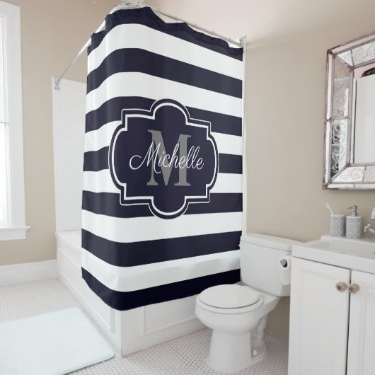 Muster für blaue Navy Stripes Duschvorhang (Beispiel)