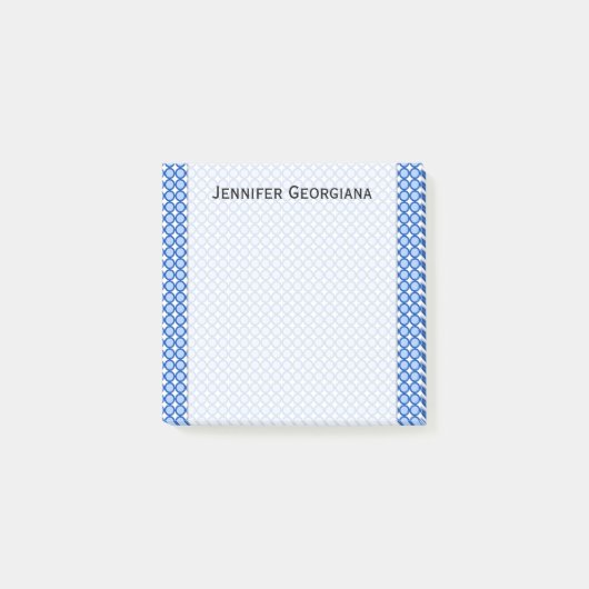 Muster für blaue Punkte/Kreise + Individuelle Name Post-it Klebezettel (Vorderseite)