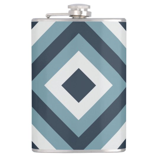 Muster für blaue Quadrate Flachmann (Vorderseite)