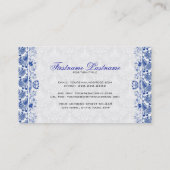 Muster für blaue Retro-Floral-Damaskus Visitenkarte (Rückseite)