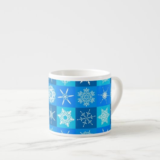 Muster für blaue Schneeflocken Espressotasse (Vorderseite Rechts)
