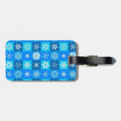 Muster für blaue Schneeflocken Gepäckanhänger (Rückseite horizontal)
