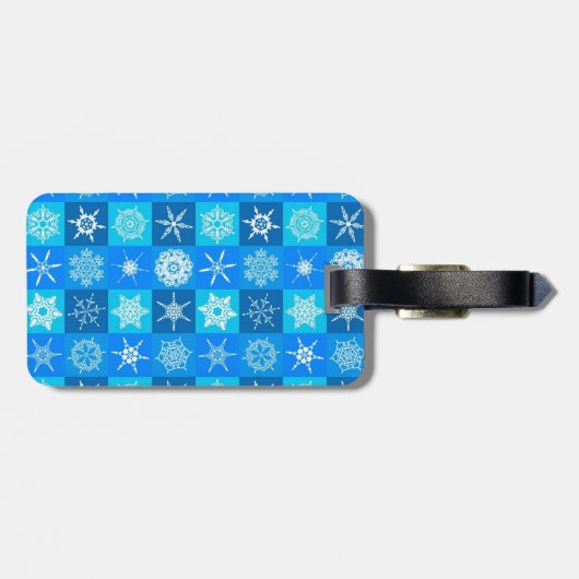 Muster für blaue Schneeflocken Gepäckanhänger (Rückseite horizontal)
