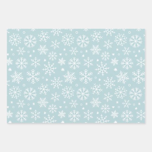 Muster für blaue Schneeflocken Geschenkpapier Set (Vorderseite)