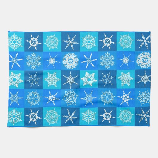 Muster für blaue Schneeflocken Geschirrtuch (Horizontal)