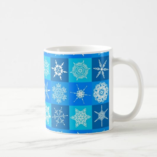 Muster für blaue Schneeflocken Kaffeetasse (Rechts)
