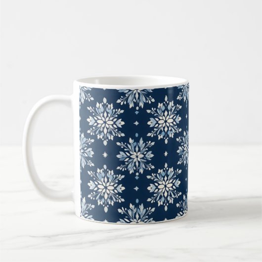 Muster für blaue Schneeflocken Kaffeetasse (Links)
