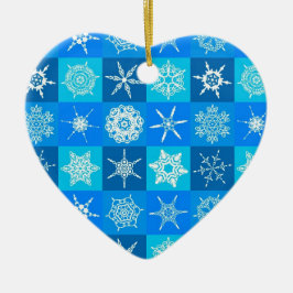 Muster für blaue Schneeflocken Keramik Ornament