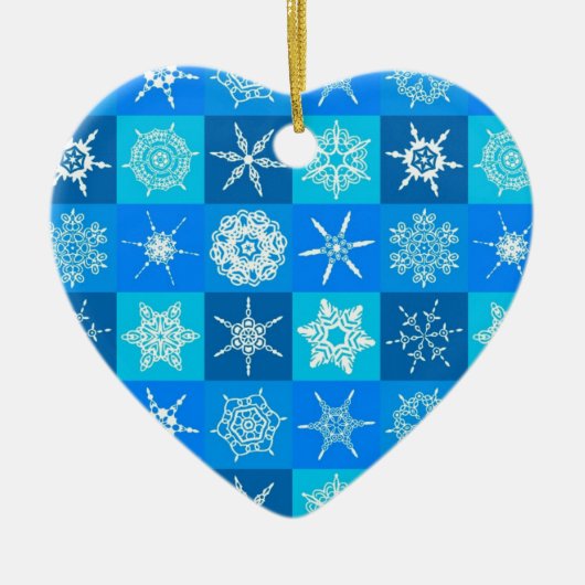Muster für blaue Schneeflocken Keramik Ornament (Vorne)