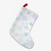 Muster für blaue Schneeflocken Kleiner Weihnachtsstrumpf (Vorderansicht (hängend))