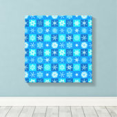 Muster für blaue Schneeflocken Leinwanddruck (Insitu (Holzboden))