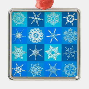 Muster für blaue Schneeflocken Ornament Aus Metall