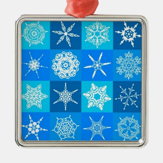 Muster für blaue Schneeflocken Ornament Aus Metall (Vorne)