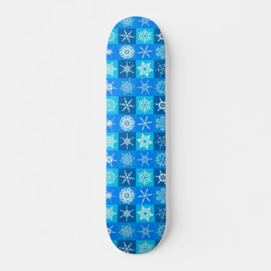Muster für blaue Schneeflocken Skateboard (Vorne)