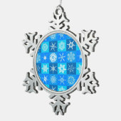 Muster für blaue Schneeflocken Zinn-Ornament (Rechts)