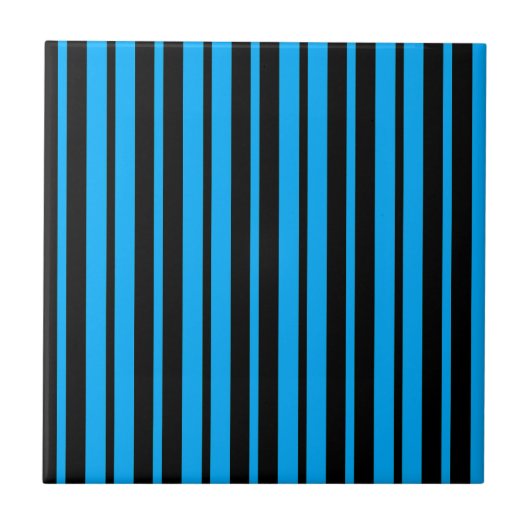 Muster für blaue schwarze vertikale Streifen Fliese (Vorderseite)