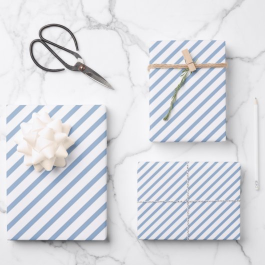 Muster für blaue Streifen Geschenkpapier Set (Vorderseite)