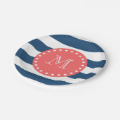 Muster für blaue Streifen, Korallenrohpapier Pappteller (Schrägansicht)