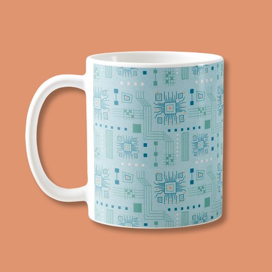 Muster für blaue und Aquamarine Schaltkreise Kaffeetasse
