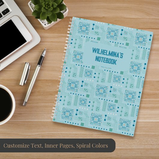 Muster für blaue und Aquamarine Schaltkreise Notizblock