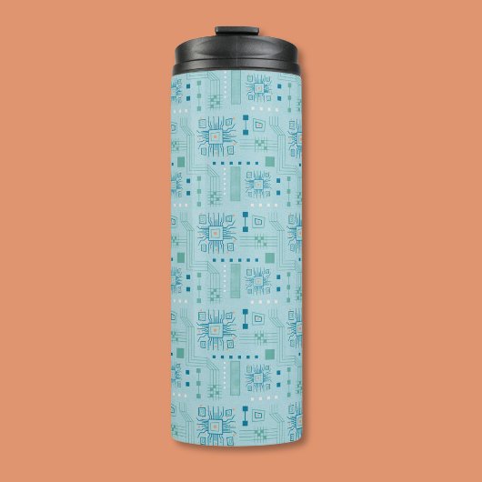 Muster für blaue und Aquamarine Schaltkreise Thermosbecher
