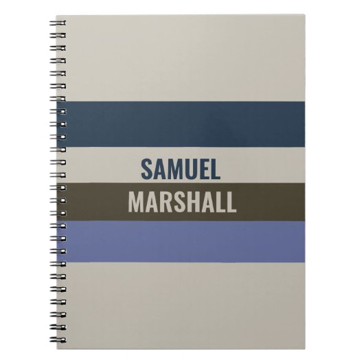 Muster für blaue und braune Streifen Notizblock (Vorderseite)