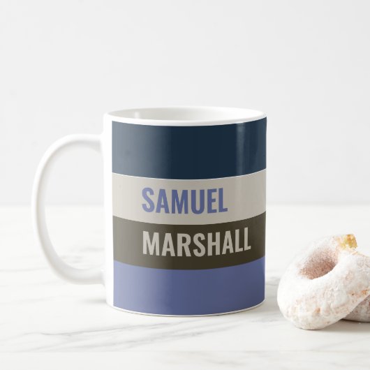 Muster für blaue und braune Streifen Personalisier Kaffeetasse (Mit Donut)