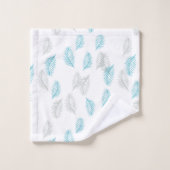 Muster für blaue und graue Blätter Badhandtuch Set (Waschlappen)