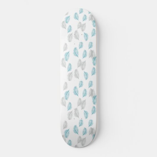 Muster für blaue und graue Blätter Skateboard (Vorderseite)