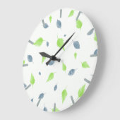 Muster für blaue und grüne Blätter  Große Wanduhr (Winkel)