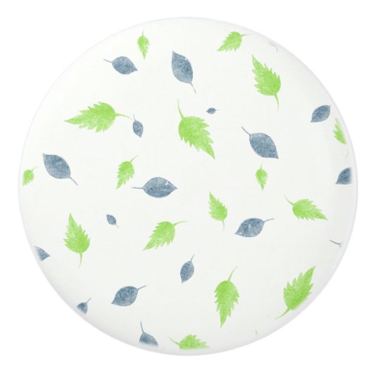 Muster für blaue und grüne Blätter Keramikknauf (Vorderseite)