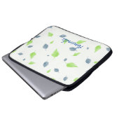 Muster für blaue und grüne Blätter Laptopschutzhülle (Vorne Knopf)
