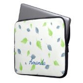 Muster für blaue und grüne Blätter Laptopschutzhülle (Vorderseite Links)