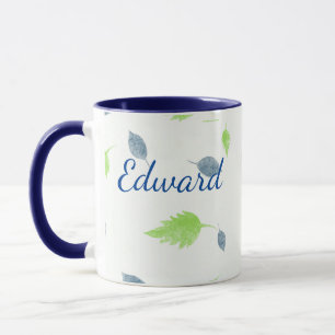 Muster für blaue und grüne Blätter Tasse