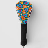Muster für blaue und orange Blume Golf Headcover (Vorderseite)