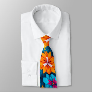 Muster für blaue und orange Blume Krawatte