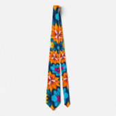 Muster für blaue und orange Blume Krawatte (Vorderseite)
