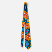 Muster für blaue und orange Blume Krawatte (Rückseite)