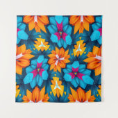 Muster für blaue und orange Blume Wandteppich (Vorderseite (Horizontal))