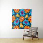 Muster für blaue und orange Blume Wandteppich (Beispiel (Horizontal))