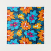 Muster für blaue und orange Blume Wandteppich (Vorderseite)