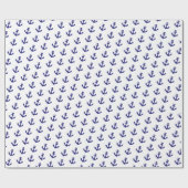 Muster für blaue und weiße Anker der Nautischen Ma Geschenkpapier (Flach)