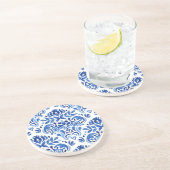 Muster für blaue und weiße Fliesen Getränkeuntersetzer (Seite)