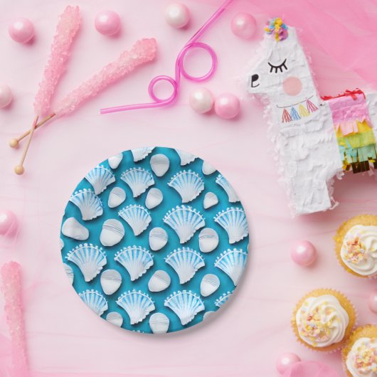 Muster für blaue und weiße Ozeane Pappteller (Party)