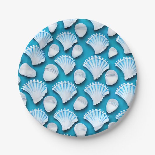 Muster für blaue und weiße Ozeane Pappteller (Vorderseite)