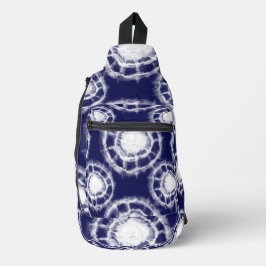 Muster für blaue und weiße Shibori-Kreise Crossbody Bag